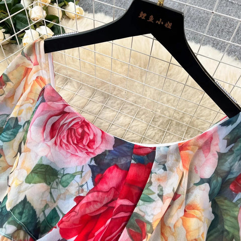 Off the Shoulder Sexy Beach Party Dress Summer Ruffles Slash Neck Chiffon Maxi Sundress Vacation Floral Print Long Vestidos - American Thistle Off the Shoulder Sexy Beach Party Dress Summer Ruffles Slash Neck Chiffon Maxi Sundress Vacation Floral Print Long Vestidos