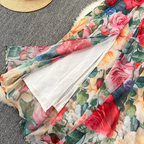 Off the Shoulder Sexy Beach Party Dress Summer Ruffles Slash Neck Chiffon Maxi Sundress Vacation Floral Print Long Vestidos - American Thistle Off the Shoulder Sexy Beach Party Dress Summer Ruffles Slash Neck Chiffon Maxi Sundress Vacation Floral Print Long Vestidos