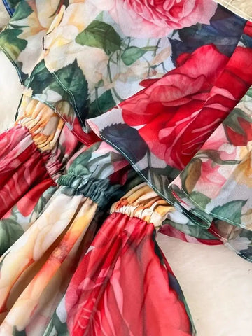 Off the Shoulder Sexy Beach Party Dress Summer Ruffles Slash Neck Chiffon Maxi Sundress Vacation Floral Print Long Vestidos - American Thistle Off the Shoulder Sexy Beach Party Dress Summer Ruffles Slash Neck Chiffon Maxi Sundress Vacation Floral Print Long Vestidos