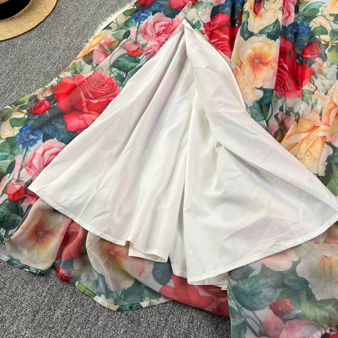 Off the Shoulder Sexy Beach Party Dress Summer Ruffles Slash Neck Chiffon Maxi Sundress Vacation Floral Print Long Vestidos - American Thistle Off the Shoulder Sexy Beach Party Dress Summer Ruffles Slash Neck Chiffon Maxi Sundress Vacation Floral Print Long Vestidos