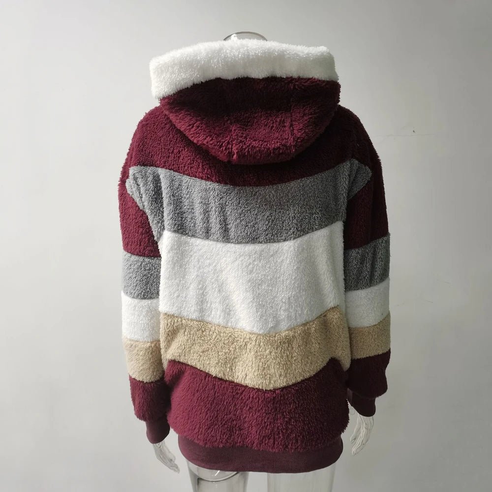 Oversized Jacket for Women Coat 2025 Autumn Winter Warm Plush Pocket Hooded Streetwear Loose Lady Zipper Cashmere Outerwear Coat - American Thistle Oversized Jacket for Women Coat 2025 Autumn Winter Warm Plush Pocket Hooded Streetwear Loose Lady Zipper Cashmere Outerwear Coat