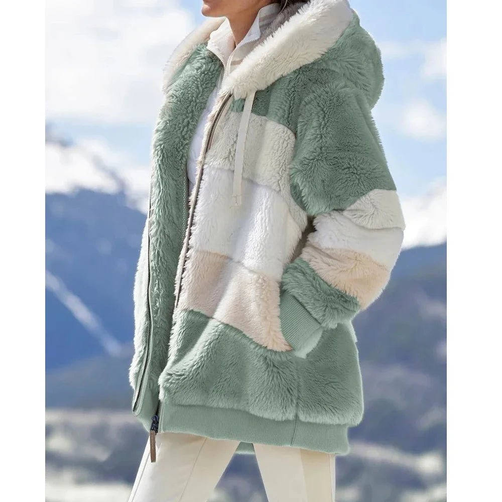 Oversized Jacket for Women Coat 2025 Autumn Winter Warm Plush Pocket Hooded Streetwear Loose Lady Zipper Cashmere Outerwear Coat - American Thistle Oversized Jacket for Women Coat 2025 Autumn Winter Warm Plush Pocket Hooded Streetwear Loose Lady Zipper Cashmere Outerwear Coat