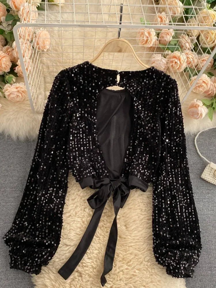 Party Blouse Tops Female Fashion Sequin Sexy Holiday - American Thistle Party Blouse Tops Female Fashion Sequin Sexy Holiday