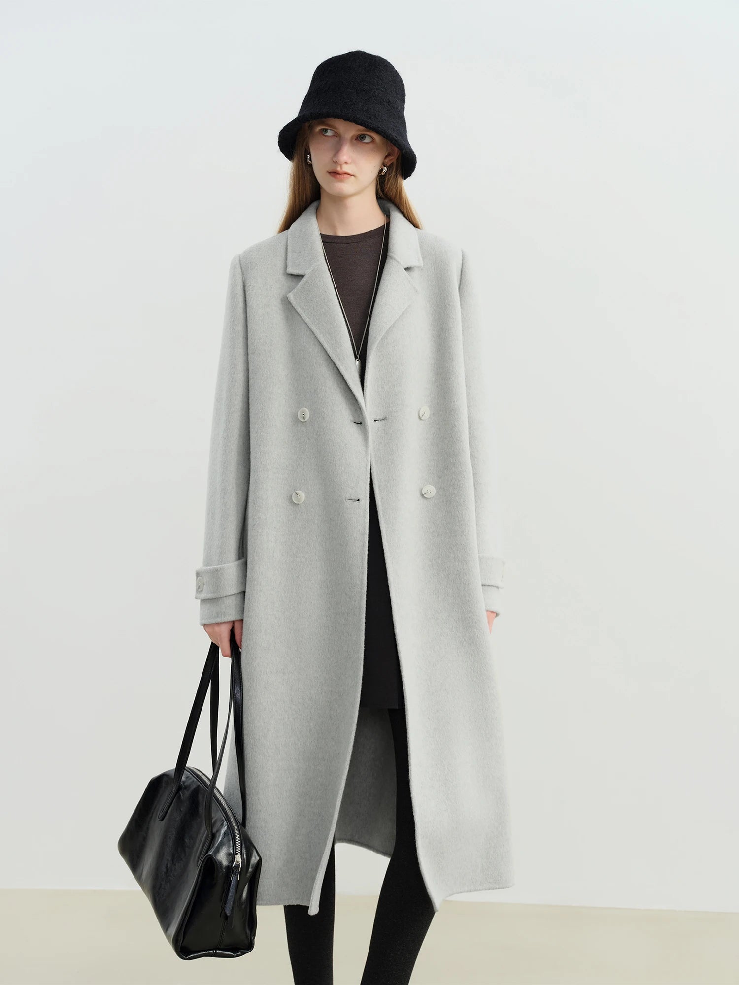 Petite Straight Shoulder White Camel Wool Coat Women - American Thistle Petite Straight Shoulder White Camel Wool Coat Women