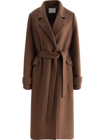 Petite Straight Shoulder White Camel Wool Coat Women - American Thistle Petite Straight Shoulder White Camel Wool Coat Women