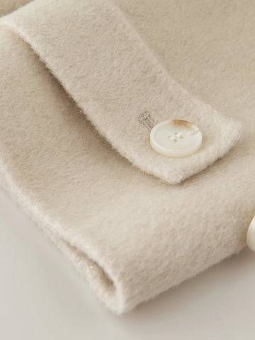 Petite Straight Shoulder White Camel Wool Coat Women - American Thistle Petite Straight Shoulder White Camel Wool Coat Women