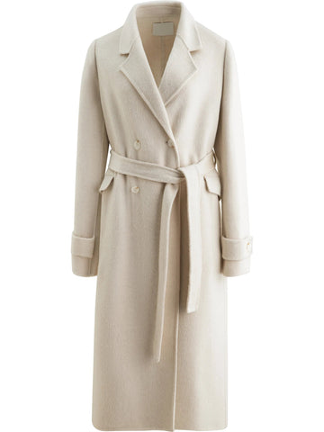 Petite Straight Shoulder White Camel Wool Coat Women - American Thistle Petite Straight Shoulder White Camel Wool Coat Women