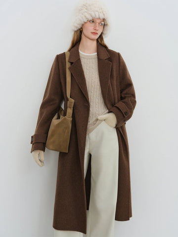 Petite Straight Shoulder White Camel Wool Coat Women - American Thistle Petite Straight Shoulder White Camel Wool Coat Women