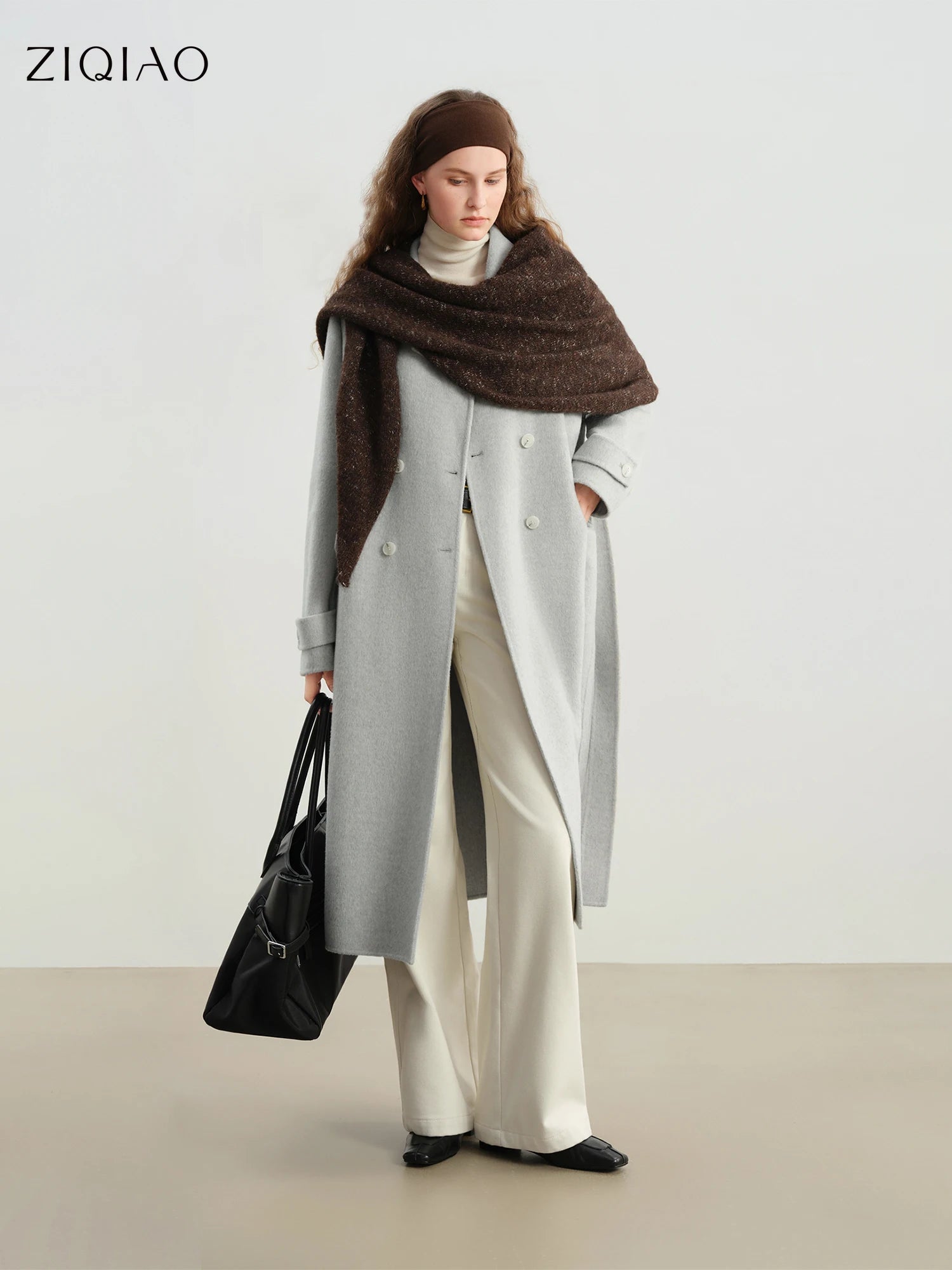 Petite Straight Shoulder White Camel Wool Coat Women - American Thistle Petite Straight Shoulder White Camel Wool Coat Women