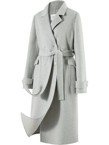 Petite Straight Shoulder White Camel Wool Coat Women - American Thistle Petite Straight Shoulder White Camel Wool Coat Women