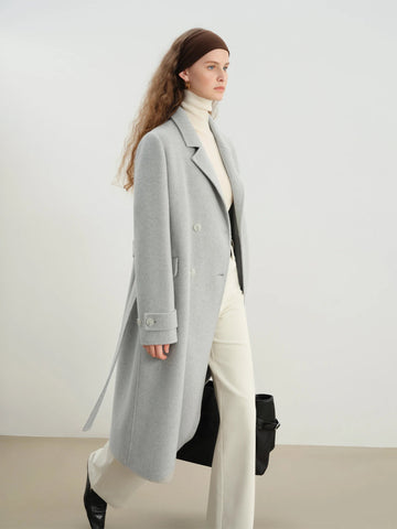 Petite Straight Shoulder White Camel Wool Coat Women - American Thistle Petite Straight Shoulder White Camel Wool Coat Women