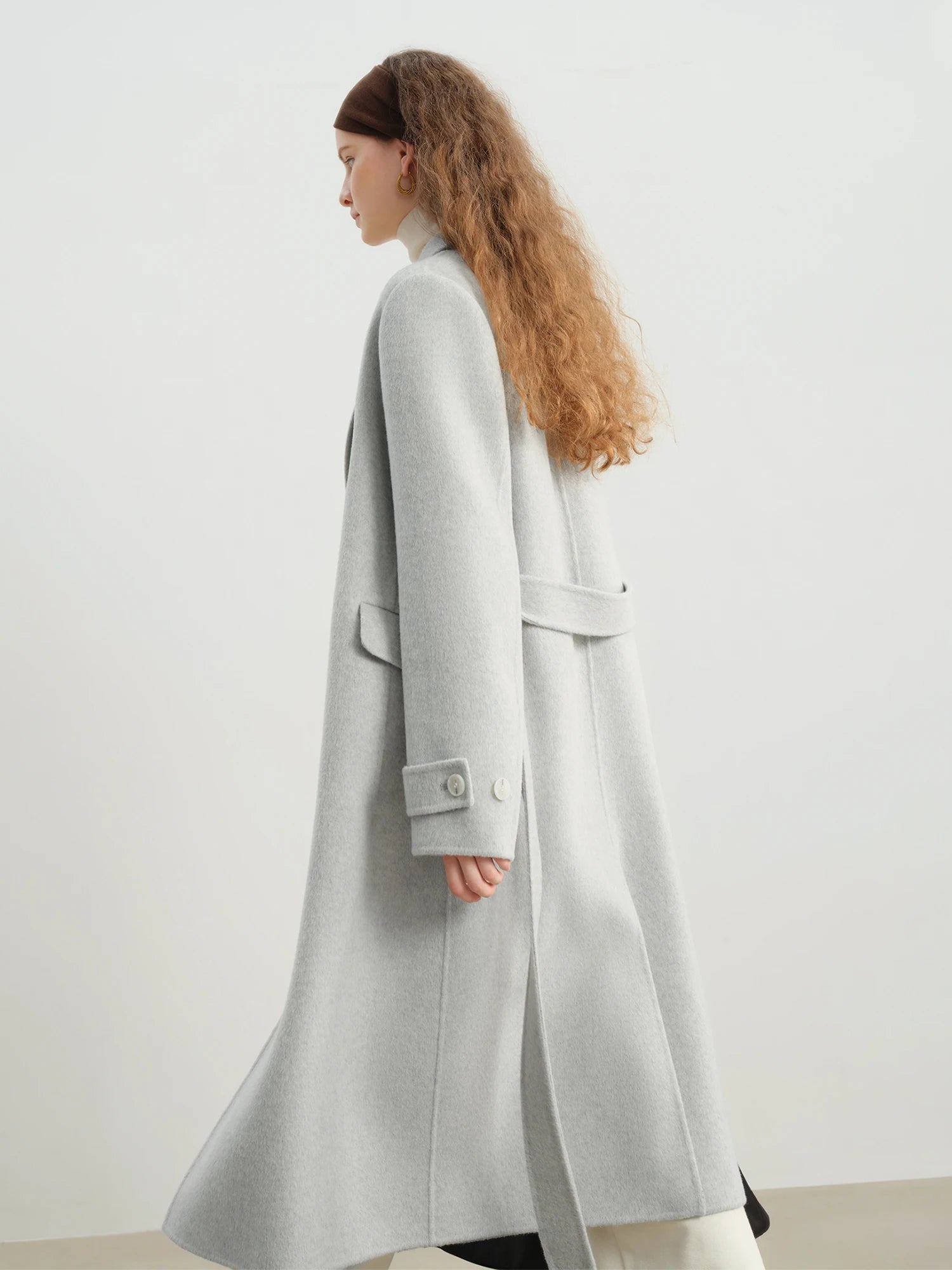 Petite Straight Shoulder White Camel Wool Coat Women - American Thistle Petite Straight Shoulder White Camel Wool Coat Women