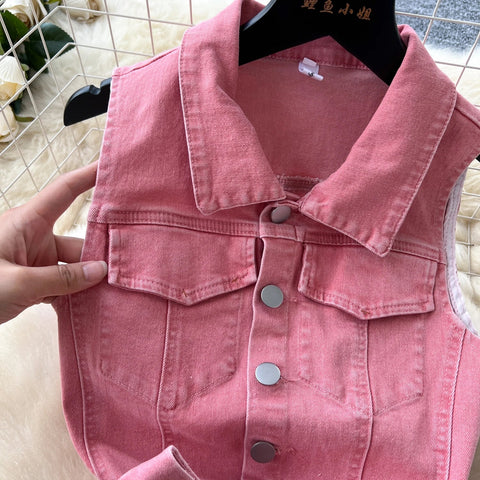 Pink Denim Jumpsuit Woman Lapel Neck Women Pants Metal Buckle One Pieces Summer - American Thistle Pink Denim Jumpsuit Woman Lapel Neck Women Pants Metal Buckle One Pieces Summer