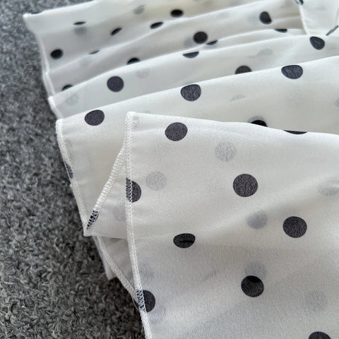 Polka Dot Cake Long Dress Ladies Halter Ribbon Backless Zipper Design Style Print Mesh Maxi Dress - American Thistle Polka Dot Cake Long Dress Ladies Halter Ribbon Backless Zipper Design Style Print Mesh Maxi Dress