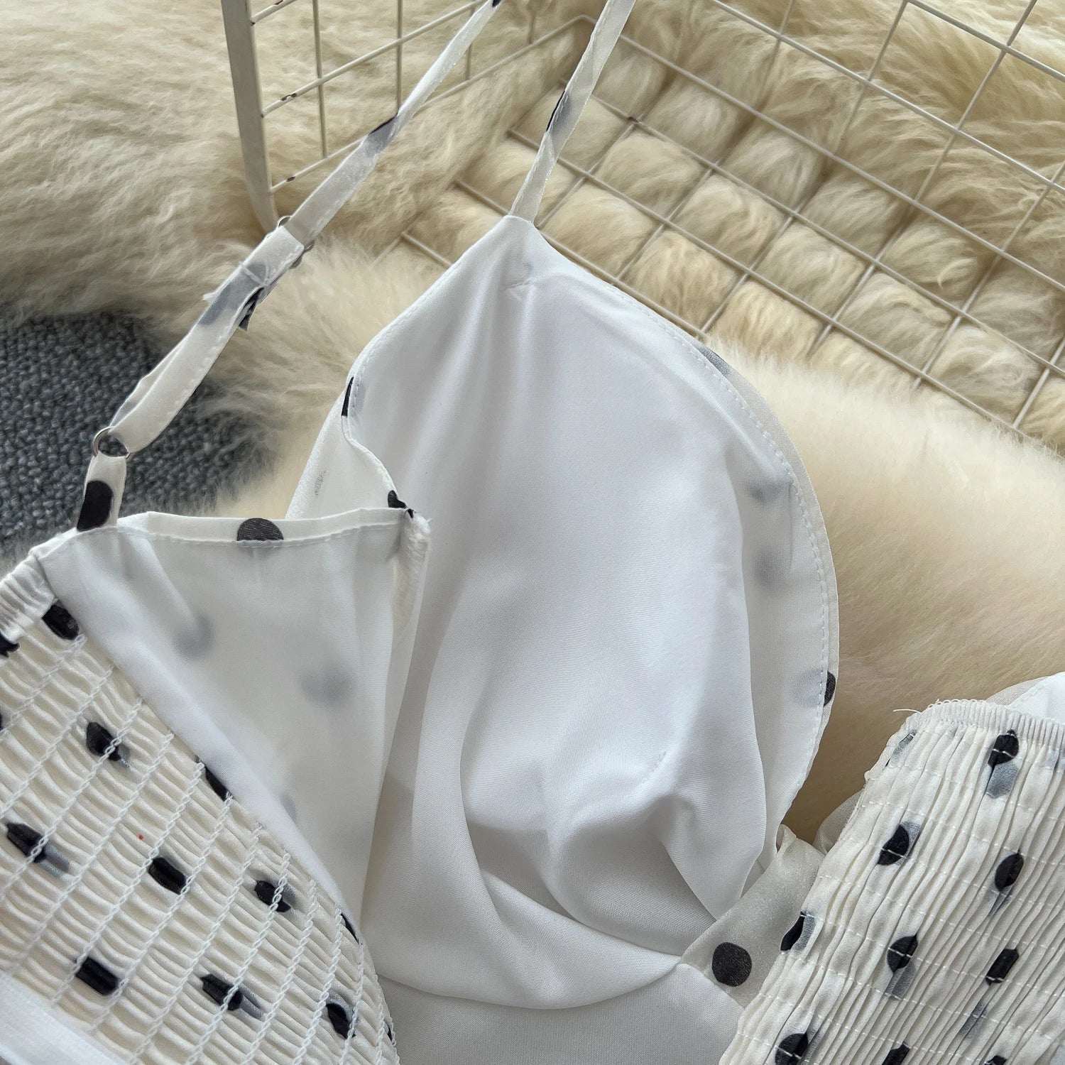 Polka Dot Cake Long Dress Ladies Halter Ribbon Backless Zipper Design Style Print Mesh Maxi Dress - American Thistle Polka Dot Cake Long Dress Ladies Halter Ribbon Backless Zipper Design Style Print Mesh Maxi Dress