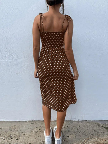 Polka Dot Sundress with Leg Slit - American Thistle Polka Dot Sundress with Leg Slit