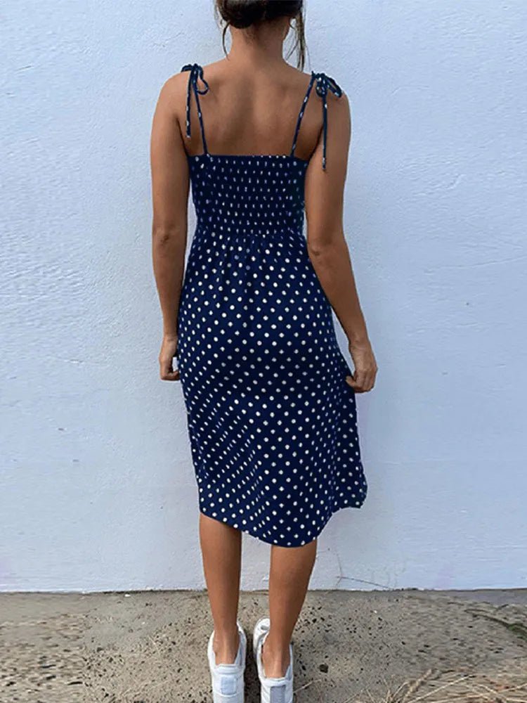 Polka Dot Sundress with Leg Slit - American Thistle Polka Dot Sundress with Leg Slit