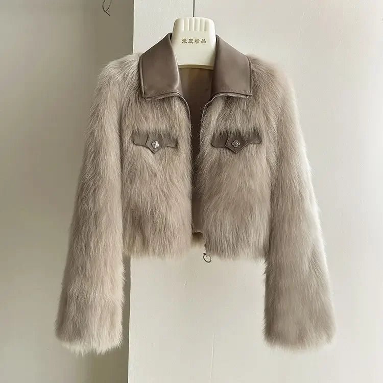 Polo Collar Fur Coat Women Clothing Winter Coat Faux Fox Fur Plush Jackets - American Thistle Polo Collar Fur Coat Women Clothing Winter Coat Faux Fox Fur Plush Jackets