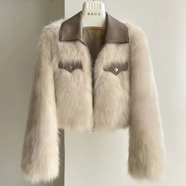 Polo Collar Fur Coat Women Clothing Winter Coat Faux Fox Fur Plush Jackets - American Thistle Polo Collar Fur Coat Women Clothing Winter Coat Faux Fox Fur Plush Jackets