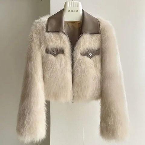 Polo Collar Fur Coat Women Clothing Winter Coat Faux Fox Fur Plush Jackets - American Thistle Polo Collar Fur Coat Women Clothing Winter Coat Faux Fox Fur Plush Jackets