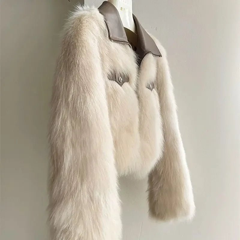 Polo Collar Fur Coat Women Clothing Winter Coat Faux Fox Fur Plush Jackets - American Thistle Polo Collar Fur Coat Women Clothing Winter Coat Faux Fox Fur Plush Jackets