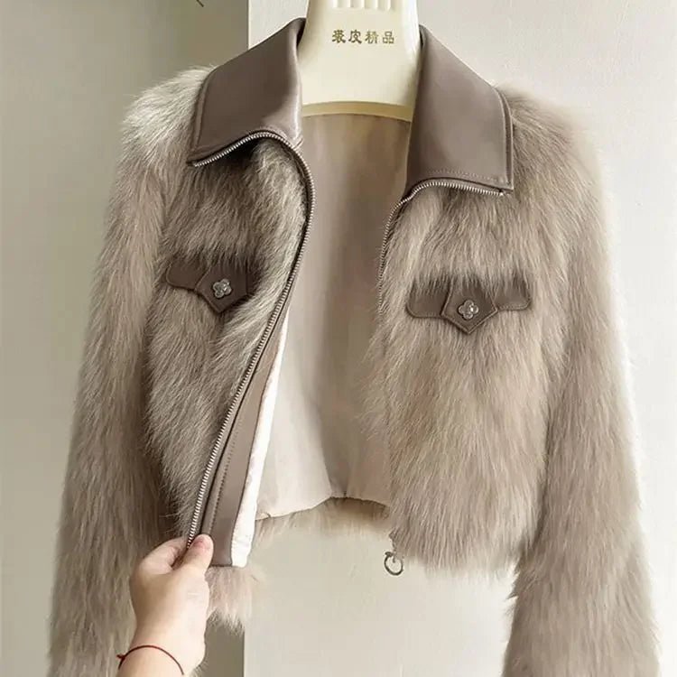 Polo Collar Fur Coat Women Clothing Winter Coat Faux Fox Fur Plush Jackets - American Thistle Polo Collar Fur Coat Women Clothing Winter Coat Faux Fox Fur Plush Jackets