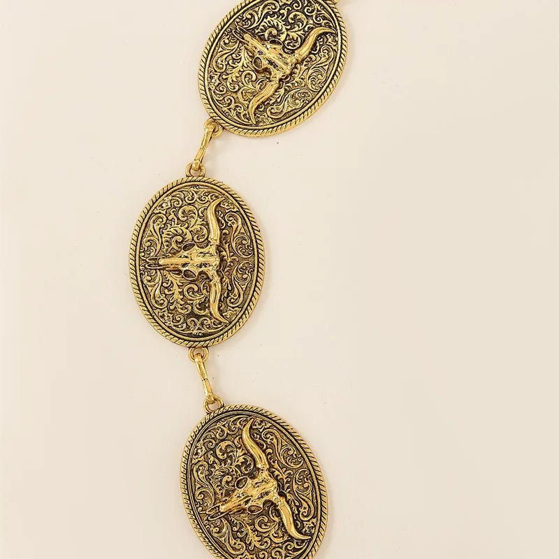 Punk Hip Hop Style All - match Cow Head Waist Chain Vintage Metal Womans Belt For Dress Vintage High Belt for Women - American ThistlePunk Hip Hop Style All - match Cow Head Waist Chain Vintage Metal Womans Belt For Dress Vintage High Belt for Women