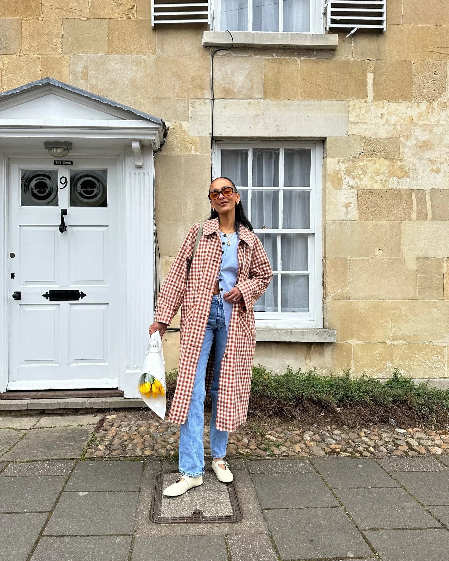 Red Plaid Long Trench Coat Women Casual Lapel Single Breasted Full Sleeve - American Thistle Red Plaid Long Trench Coat Women Casual Lapel Single Breasted Full Sleeve