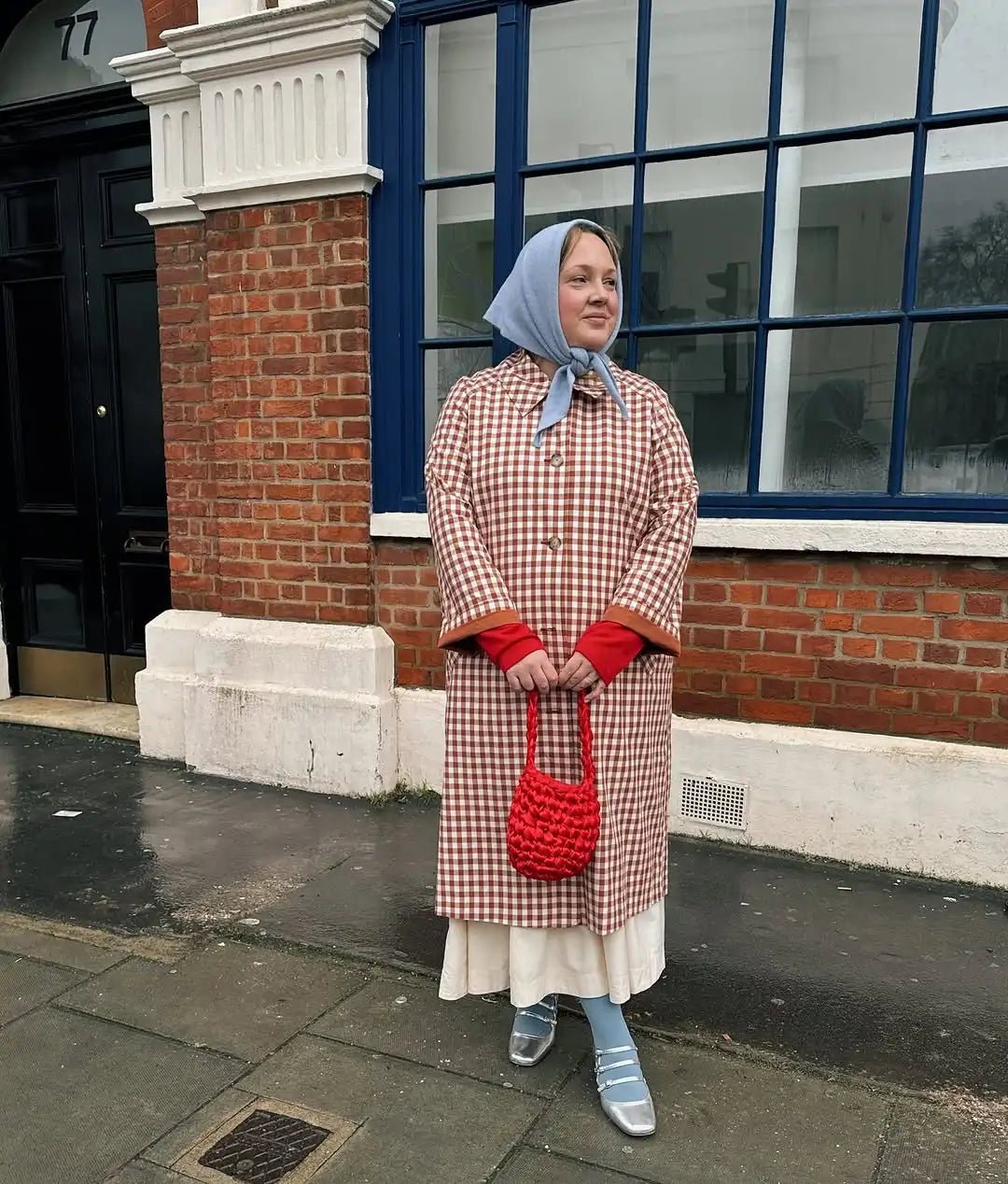 Red Plaid Long Trench Coat Women Casual Lapel Single Breasted Full Sleeve - American Thistle Red Plaid Long Trench Coat Women Casual Lapel Single Breasted Full Sleeve