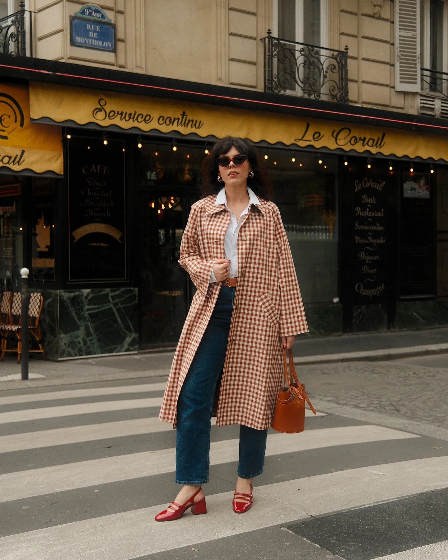 Red Plaid Long Trench Coat Women Casual Lapel Single Breasted Full Sleeve - American Thistle Red Plaid Long Trench Coat Women Casual Lapel Single Breasted Full Sleeve