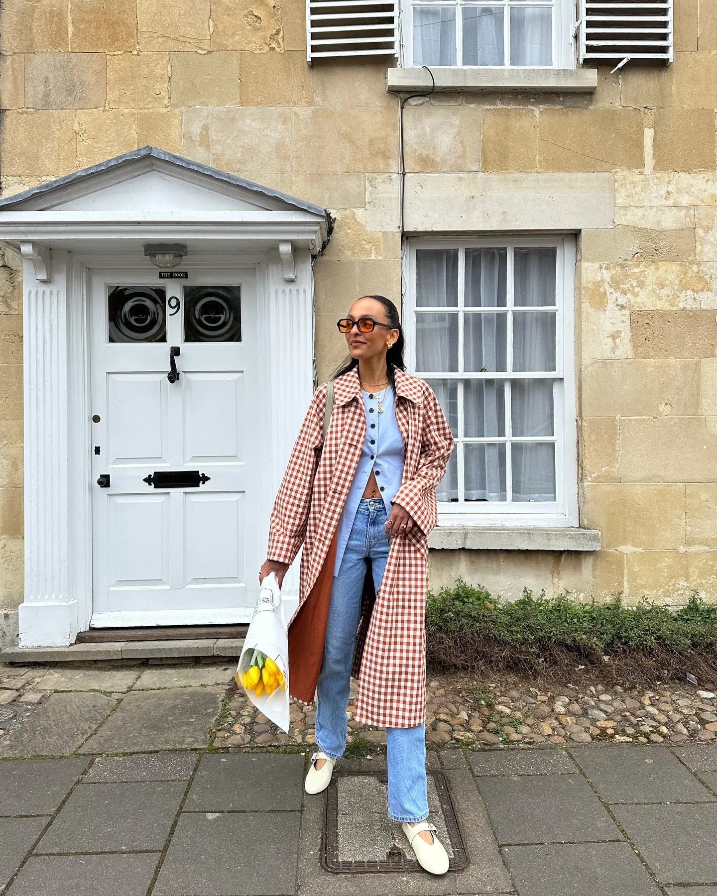 Red Plaid Long Trench Coat Women Casual Lapel Single Breasted Full Sleeve - American Thistle Red Plaid Long Trench Coat Women Casual Lapel Single Breasted Full Sleeve