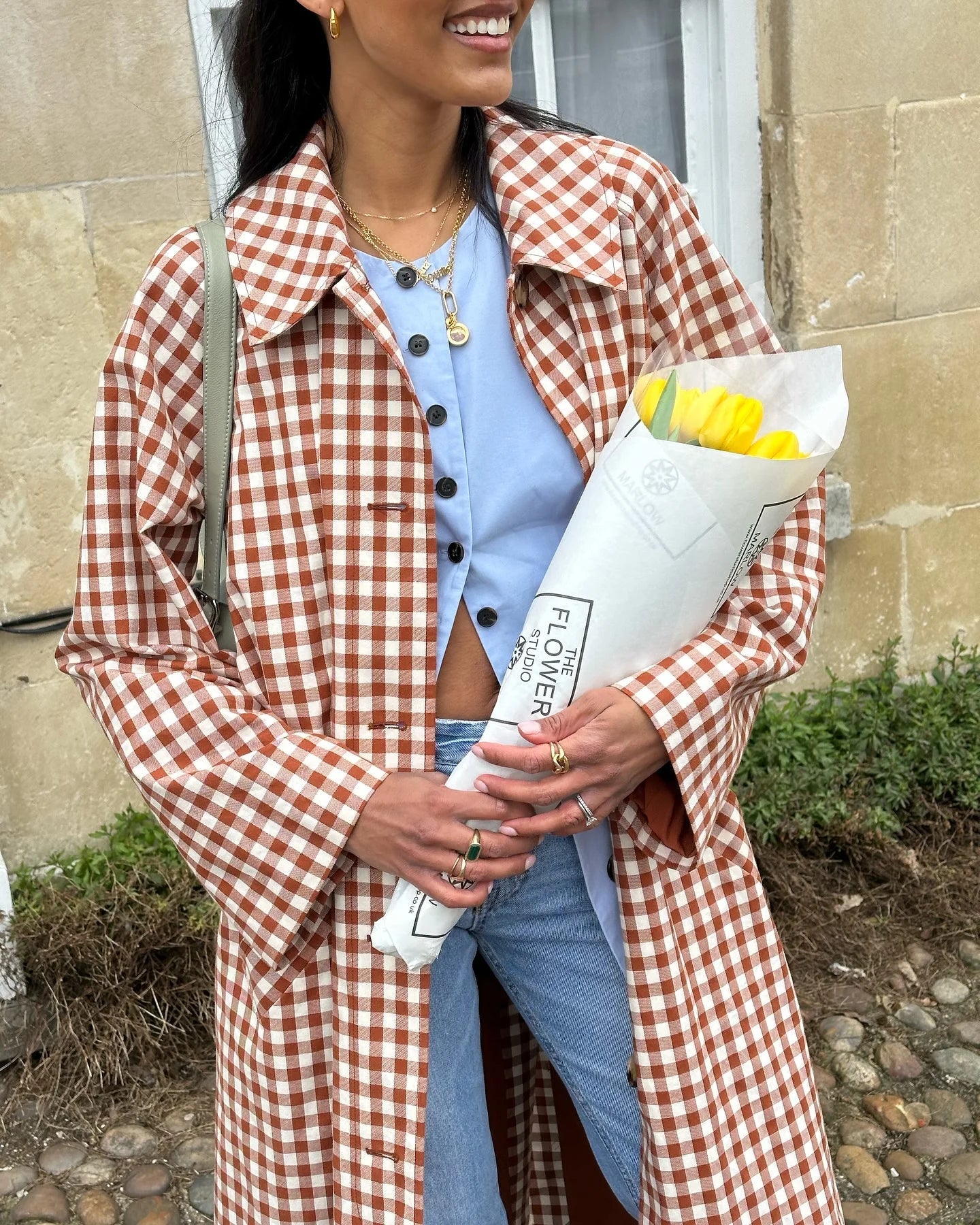 Red Plaid Long Trench Coat Women Casual Lapel Single Breasted Full Sleeve - American Thistle Red Plaid Long Trench Coat Women Casual Lapel Single Breasted Full Sleeve