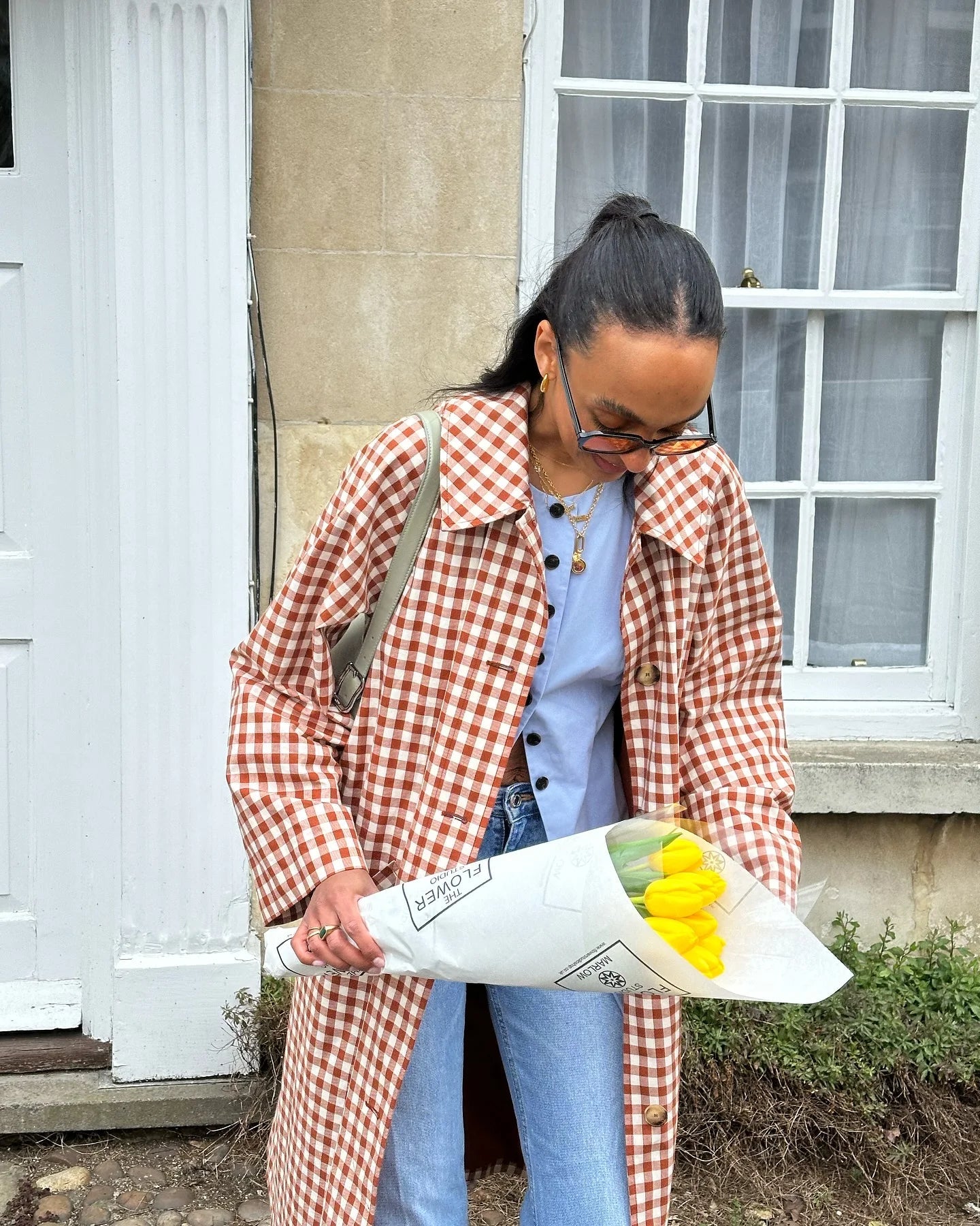 Red Plaid Long Trench Coat Women Casual Lapel Single Breasted Full Sleeve - American Thistle Red Plaid Long Trench Coat Women Casual Lapel Single Breasted Full Sleeve