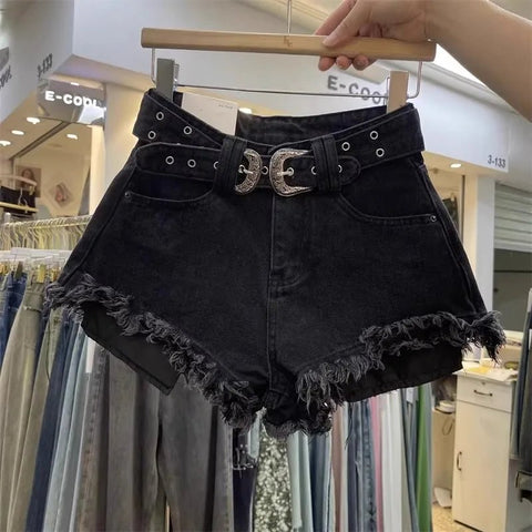 Retro Brown Shorts with A Cut Waistband High Waist - American ThistleRetro Brown Shorts with A Cut Waistband High Waist