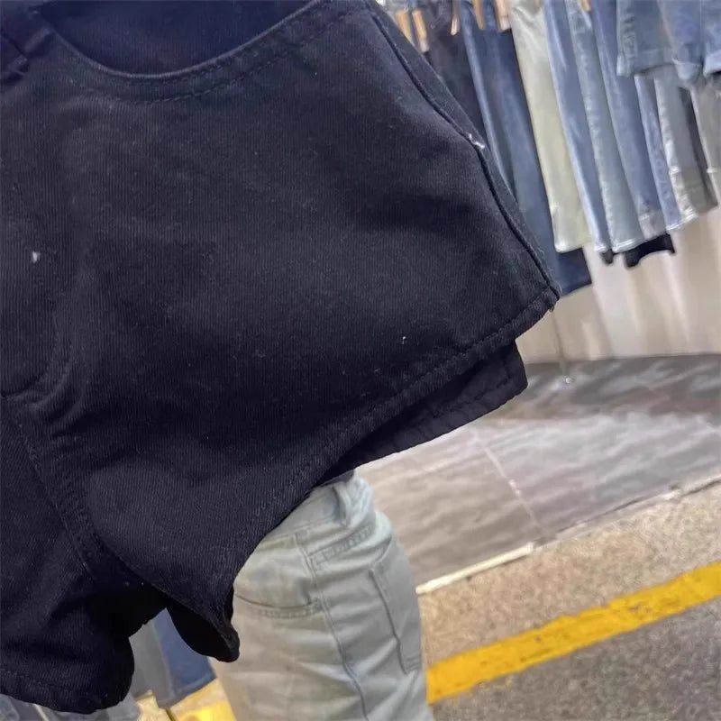 Retro Brown Shorts with A Cut Waistband High Waist - American ThistleRetro Brown Shorts with A Cut Waistband High Waist