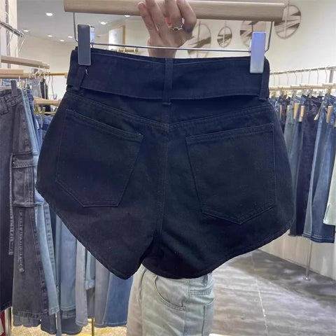 Retro Brown Shorts with A Cut Waistband High Waist - American ThistleRetro Brown Shorts with A Cut Waistband High Waist