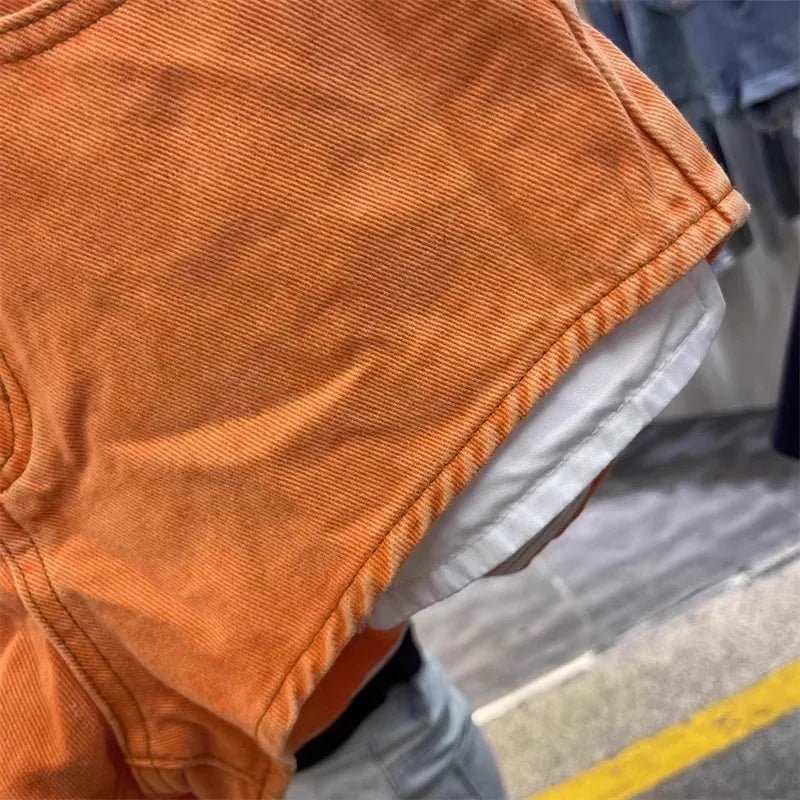 Retro Brown Shorts with A Cut Waistband High Waist - American ThistleRetro Brown Shorts with A Cut Waistband High Waist