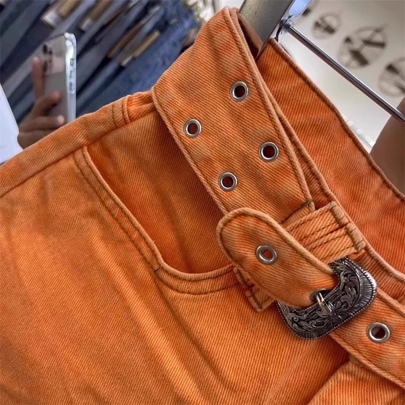 Retro Brown Shorts with A Cut Waistband High Waist - American ThistleRetro Brown Shorts with A Cut Waistband High Waist