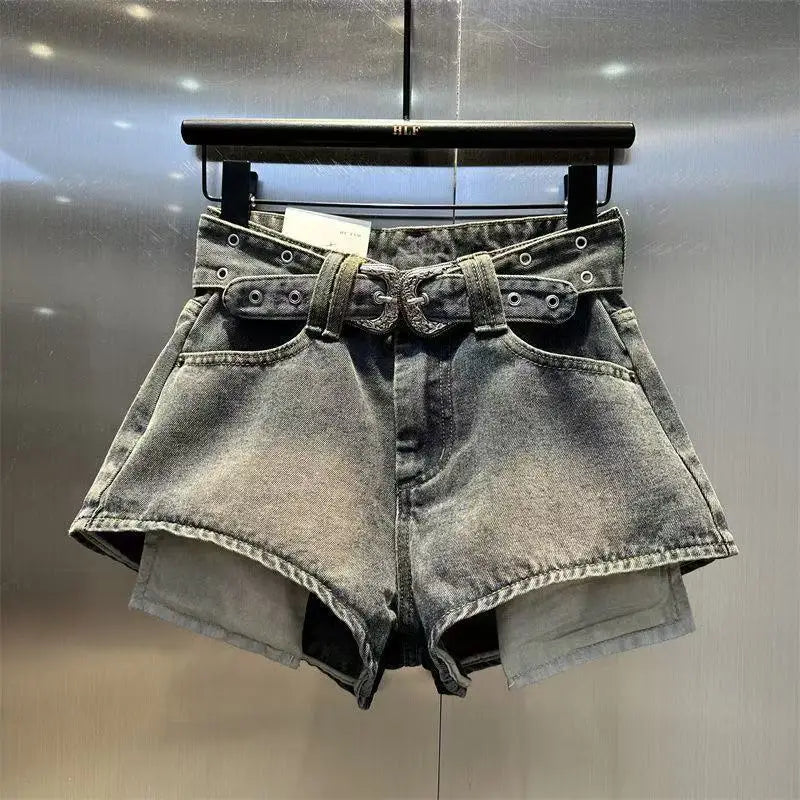 Retro Brown Shorts with A Cut Waistband High Waist - American ThistleRetro Brown Shorts with A Cut Waistband High Waist