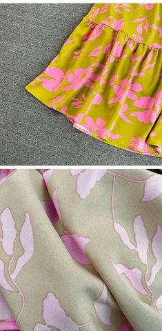 Retro Collar Slimming A - Line Print Midi Summer Vintage Dress - American Thistle Retro Collar Slimming A - Line Print Midi Summer Vintage Dress