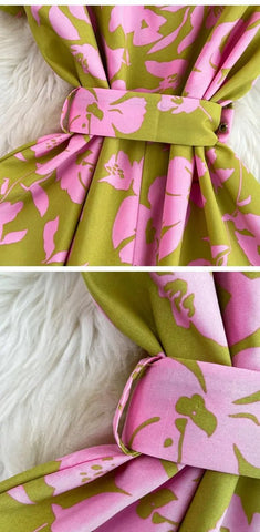 Retro Collar Slimming A - Line Print Midi Summer Vintage Dress - American Thistle Retro Collar Slimming A - Line Print Midi Summer Vintage Dress