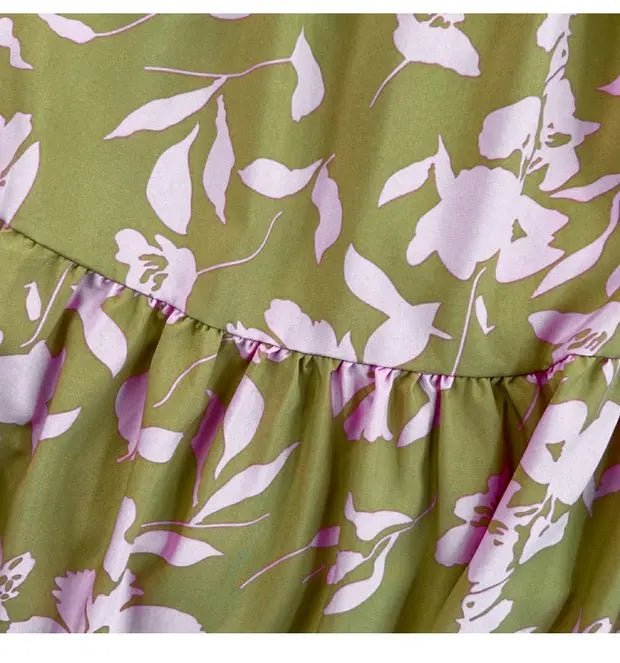 Retro Collar Slimming A - Line Print Midi Summer Vintage Dress - American Thistle Retro Collar Slimming A - Line Print Midi Summer Vintage Dress