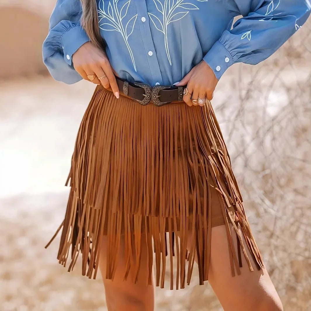 Retro Style Half Tassel Skirt for Women - American Thistle Retro Style Half Tassel Skirt for Women