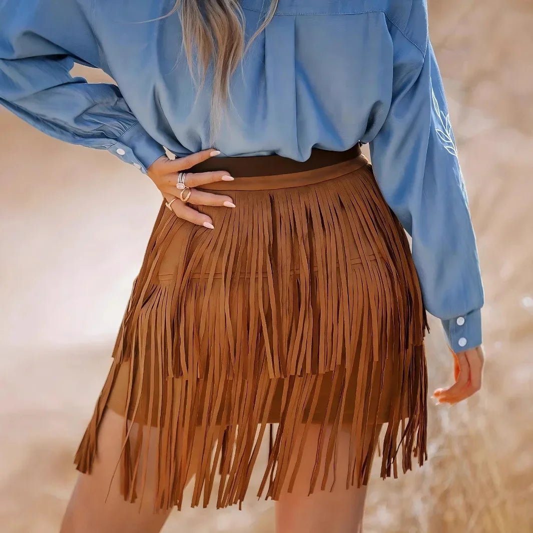 Retro Style Half Tassel Skirt for Women - American Thistle Retro Style Half Tassel Skirt for Women