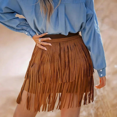 Retro Style Half Tassel Skirt for Women - American Thistle Retro Style Half Tassel Skirt for Women