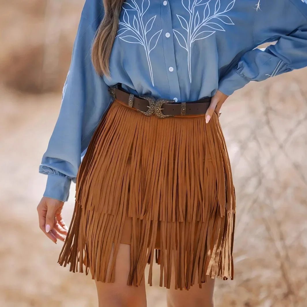 Retro Style Half Tassel Skirt for Women - American Thistle Retro Style Half Tassel Skirt for Women