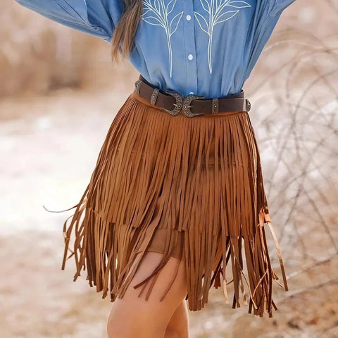 Retro Style Half Tassel Skirt for Women - American Thistle Retro Style Half Tassel Skirt for Women