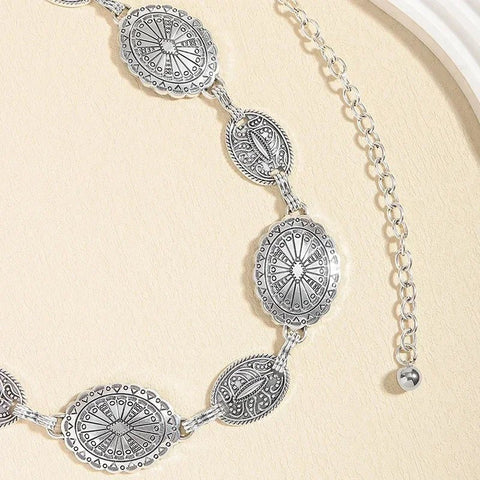 Retro style women's metal waist chain accessories Decorative circle carved chain belt high style accessories - American ThistleRetro style women's metal waist chain accessories Decorative circle carved chain belt high style accessories