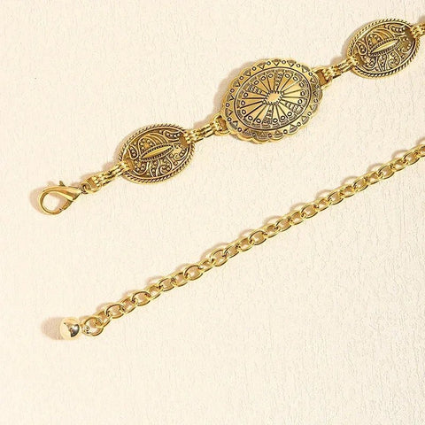 Retro style women's metal waist chain accessories Decorative circle carved chain belt high style accessories - American ThistleRetro style women's metal waist chain accessories Decorative circle carved chain belt high style accessories