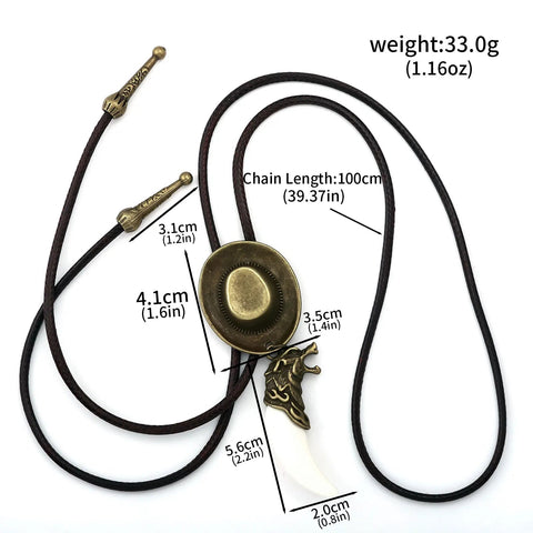 Retro Western Cowboy Necklace Bolo Tie European American Personality Casual Necklace Choker Gem Pendant Banquet Party Accessorie - American ThistleRetro Western Cowboy Necklace Bolo Tie European American Personality Casual Necklace Choker Gem Pendant Banquet Party Accessorie